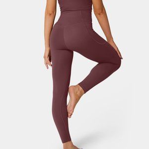 Halara Everyday Cloudful Crossover Pocket Plain Leggings Small Red Mahogany